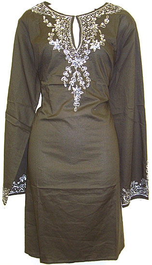Long Sleeve Beaded Embroidered Top 