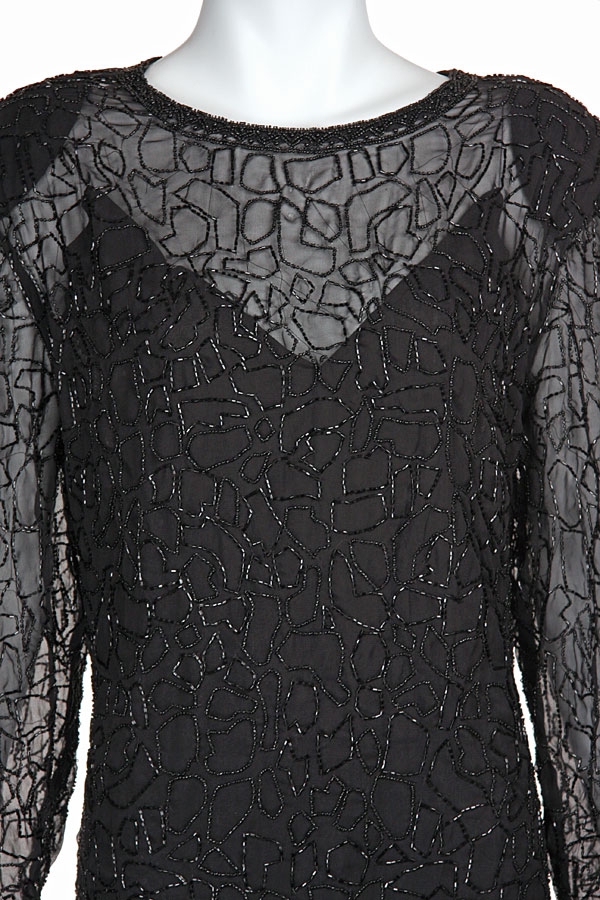 One Piece Beaded Formal Evening Dress — in closeup