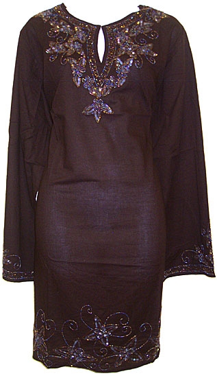 Long Sleeve Beaded Embroidered Top 