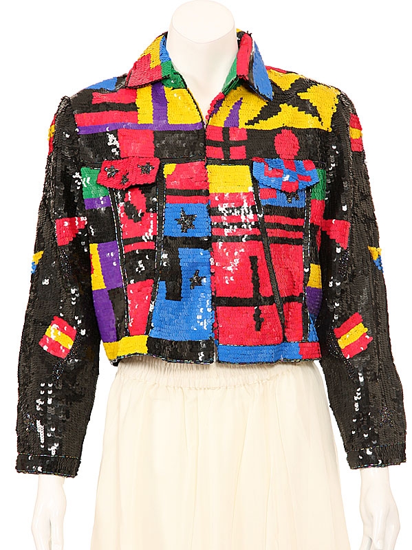 Multi-Colored Fully Sequined Collar Jacket