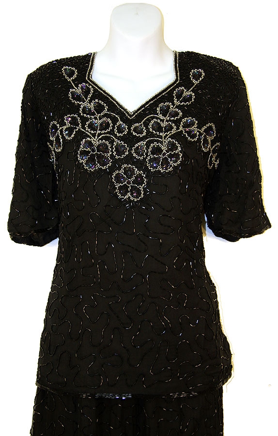 2 Piece Formal Blouse and Skirt Set — in close up