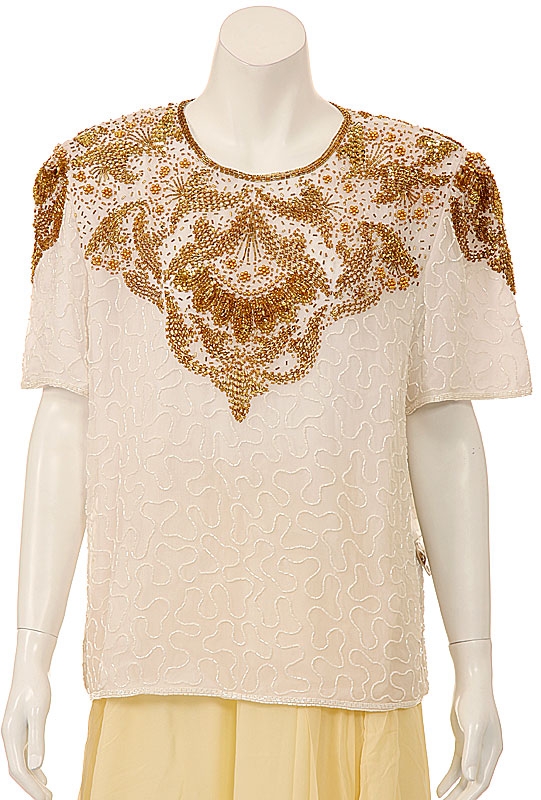 Symmetrical Hand Beaded Sequin Blouse