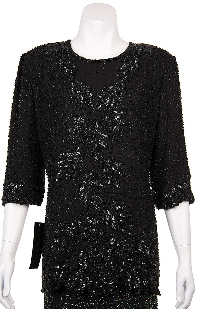 Fully Sequin Beaded Blouse — in Black