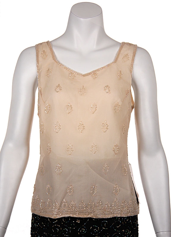 Broad Strapped Beaded Blouse — in Peach