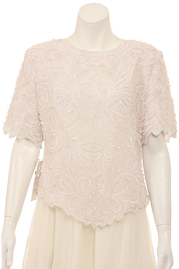 Fully Sequined Beaded Blouse — in White