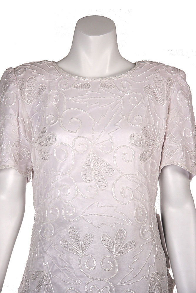 Garden Inspired Beaded Pattern Half Sleeves Blouse — in close-up