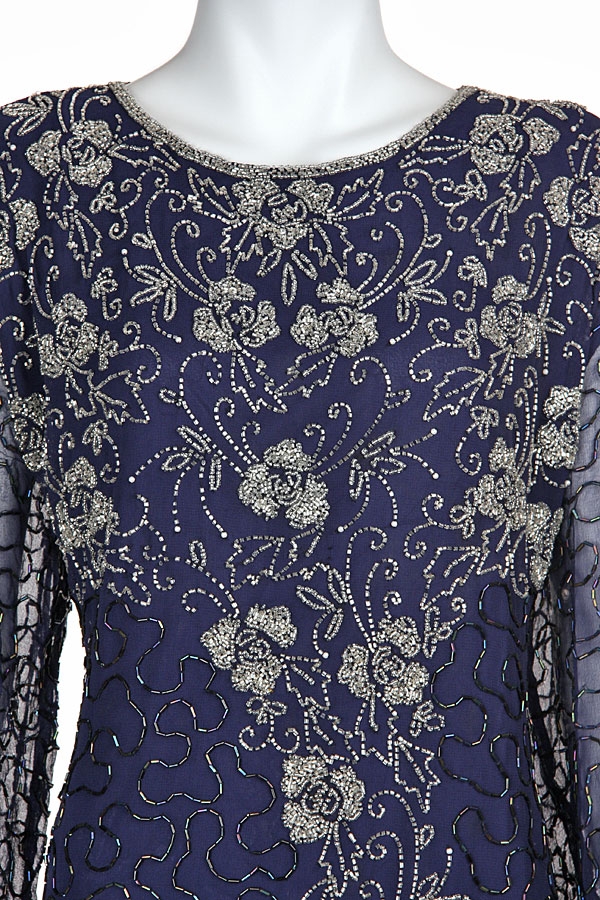 Floral Print Mother of the Bride Formal Dress — in closeup