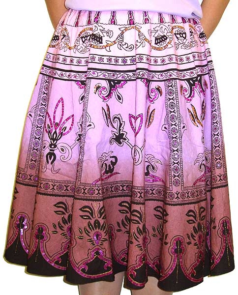 Sequined Multi-Color Print Skirt