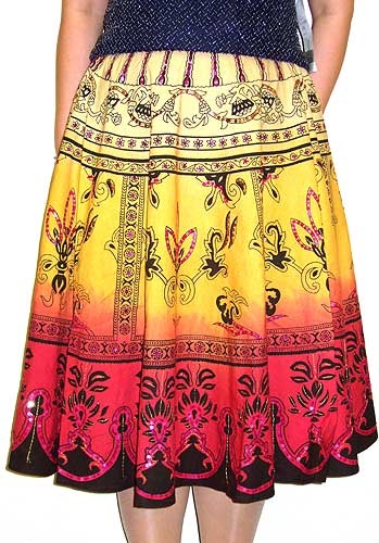 Sequined Multi-Color Print Skirt