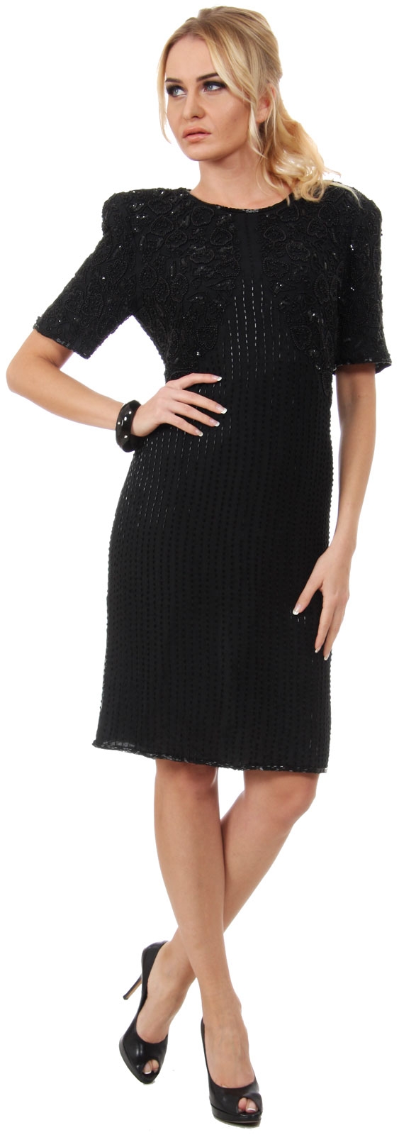 Jacket like Bodice Beaded Short Formal Dress 