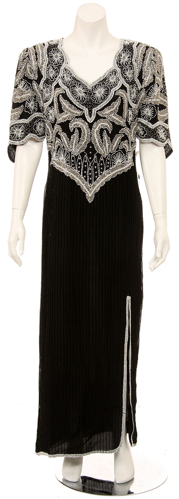 Short Sleeved Elegantly Sequined Evening Gown