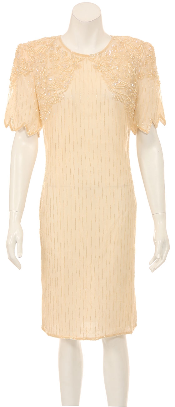 Vest Like Knee Length Hand beaded Cocktail Dress