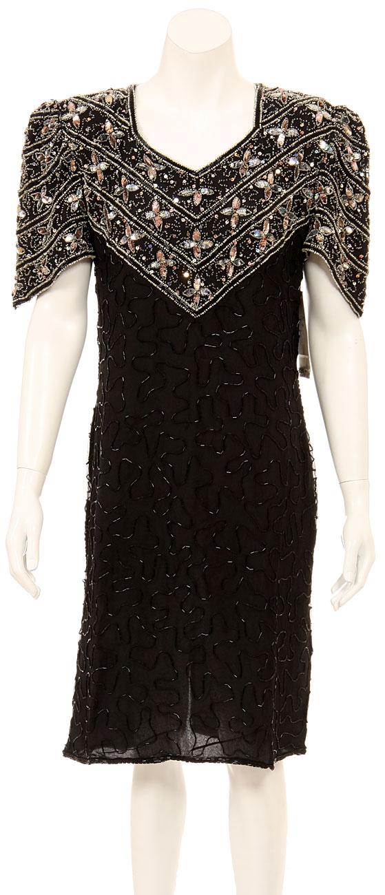 Tea Length Petal Sequined Cocktail Dress