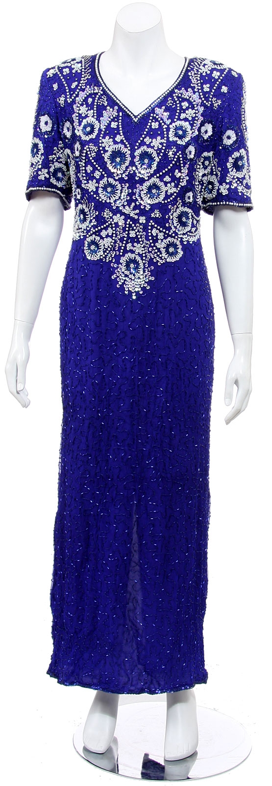 Short Sleeved Fully Hand Beaded Gown
