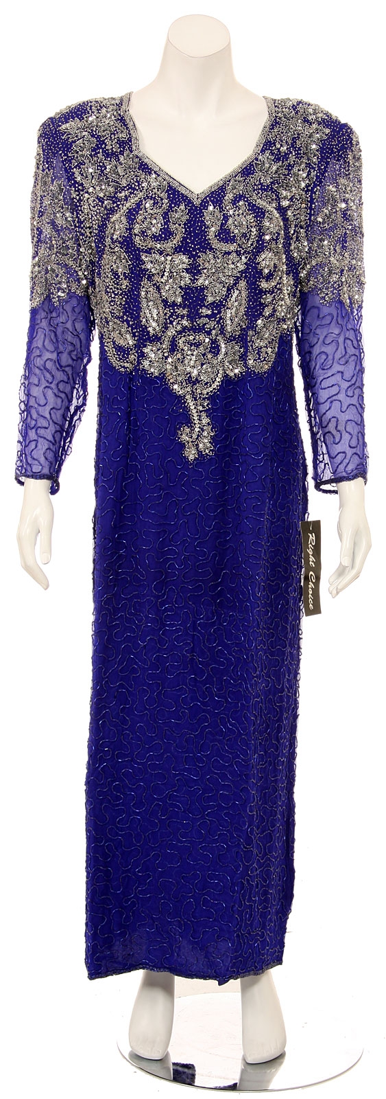 V-Neck Fully Sequined Evening Gown