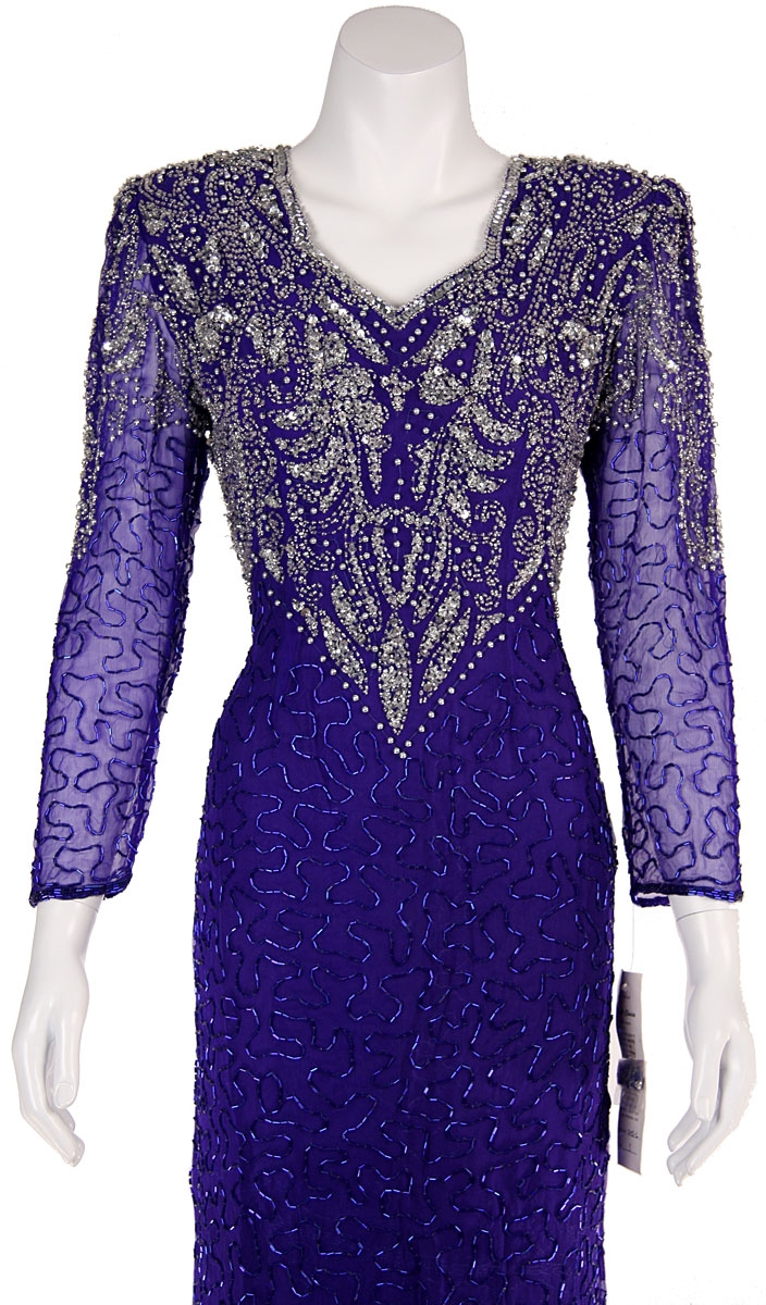 Full Length Formal Beaded Gown — in close-up