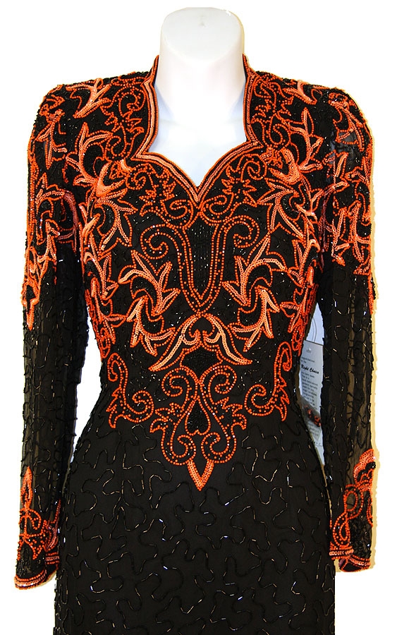 Regal Full Sleeve Formal Mother of the Bride Dress — in close up