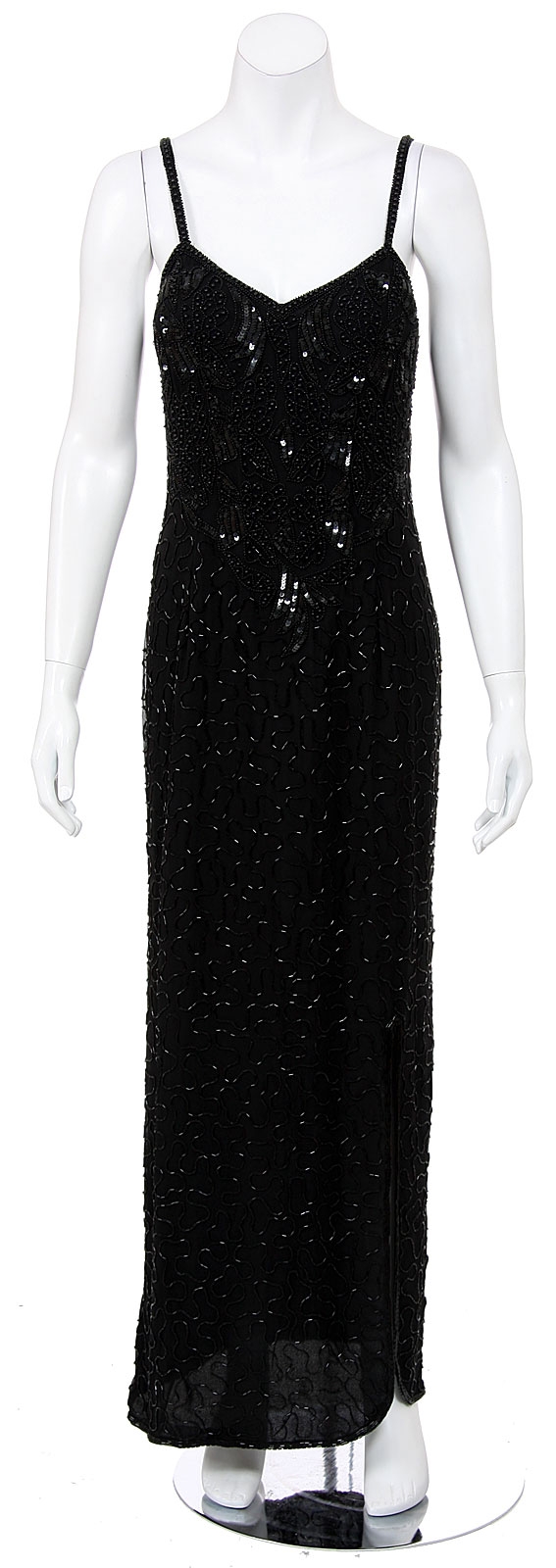 Hand Beaded/Sequined Dress with Frontal Slit