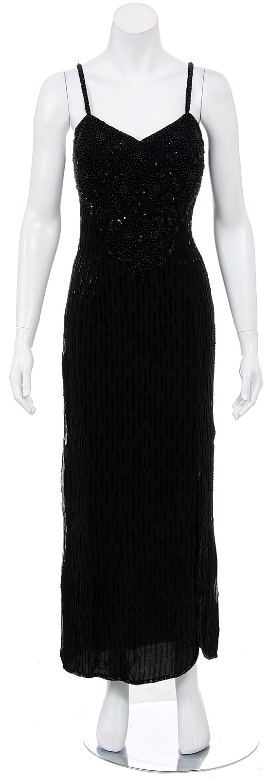 Threefold Flowered Hand Beaded and Sequined Cocktail Dress