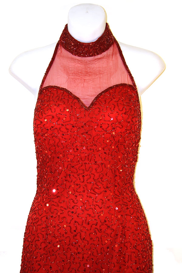 Halter Neck Sequined Formal Cocktail Dress — in alternative image