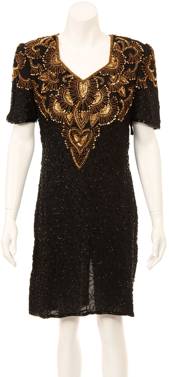 V-Neck Short Beaded Cocktail Dress