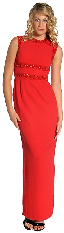 Belted Design Sleeveless Formal Dress