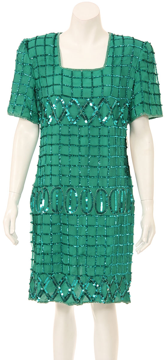 Half Sleeves Knee Length Sequined Cocktail Dress 