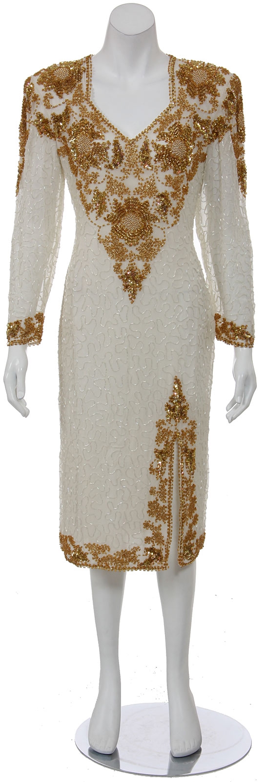 Large Floral Detailed Hand Beaded/Sequined Dress