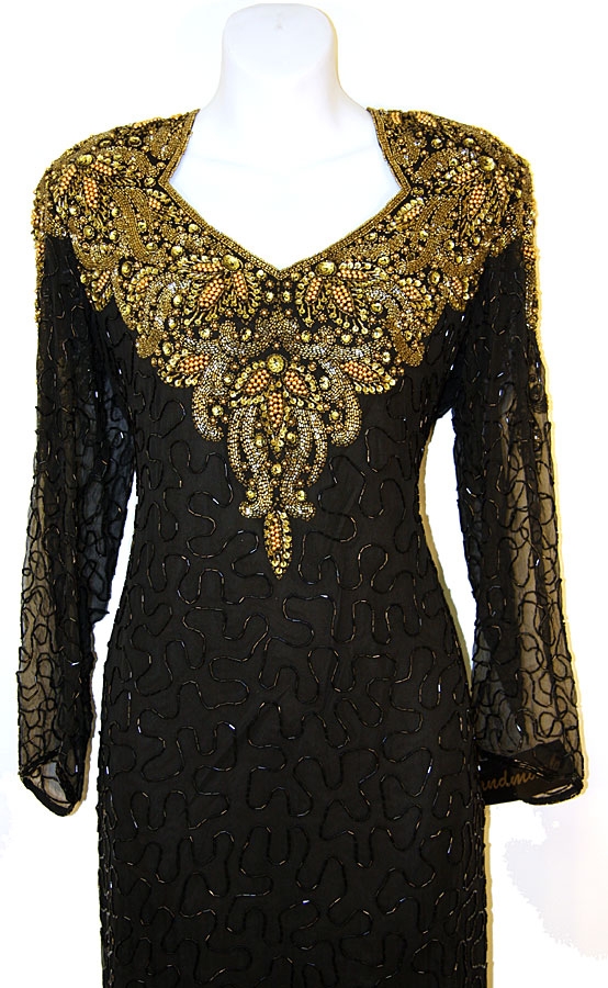 Full Sleeve Sequined Mother of the Bride Dress — in close up