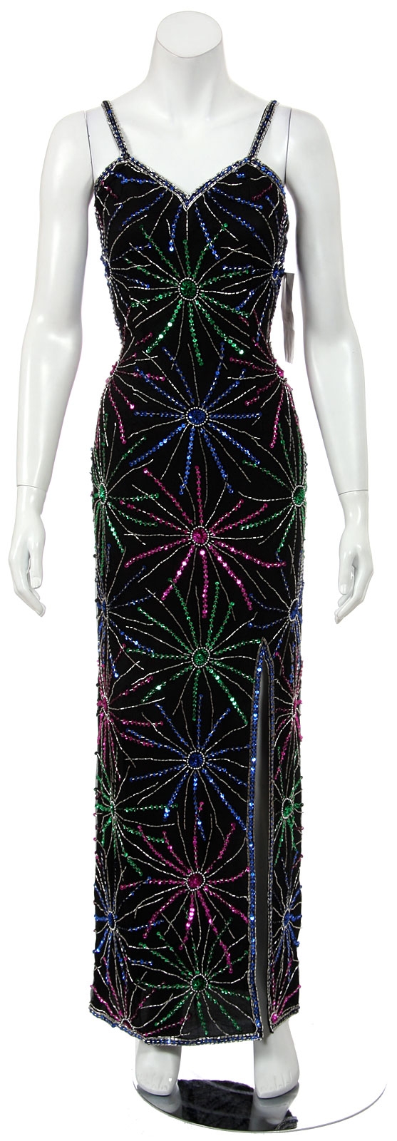 Star Shaped Spaghetti Straps Sequined Long Dress