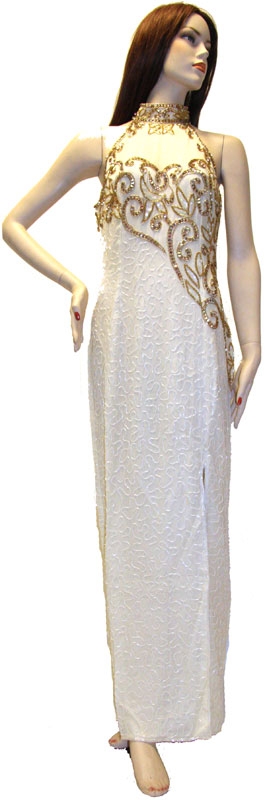 Sequined Silk Beaded Dress with Beautiful Floral Design