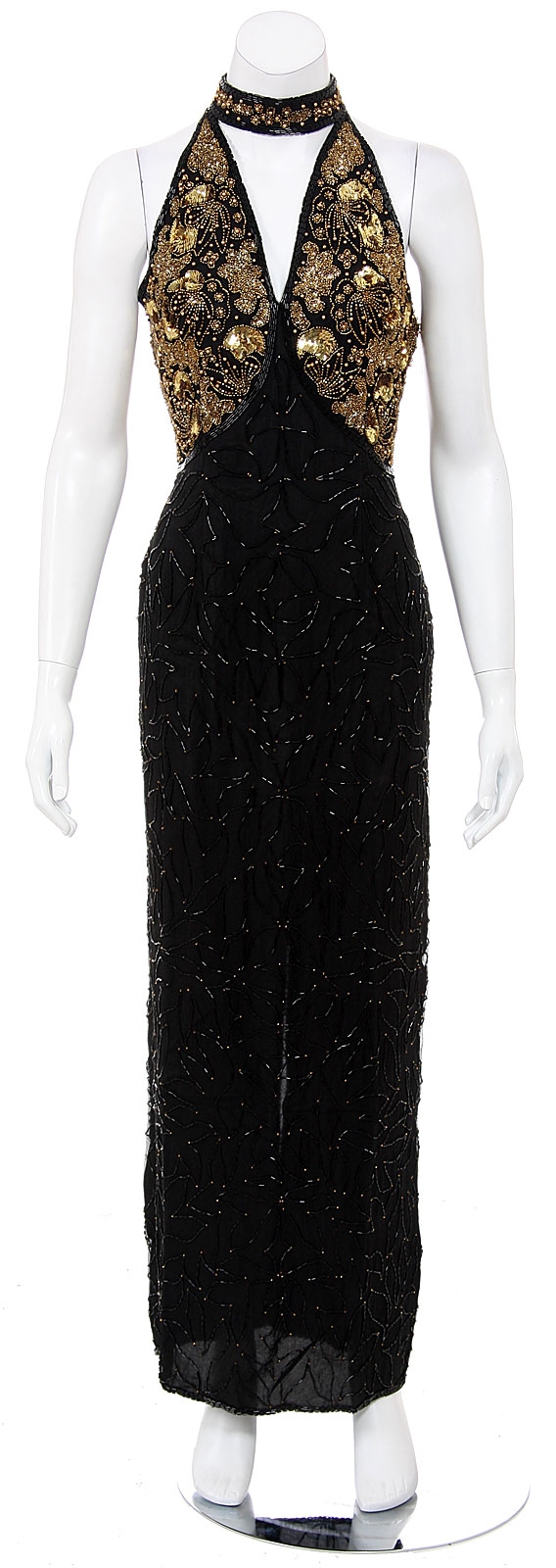 Floral Window Hand Beaded/Sequined Long Dress