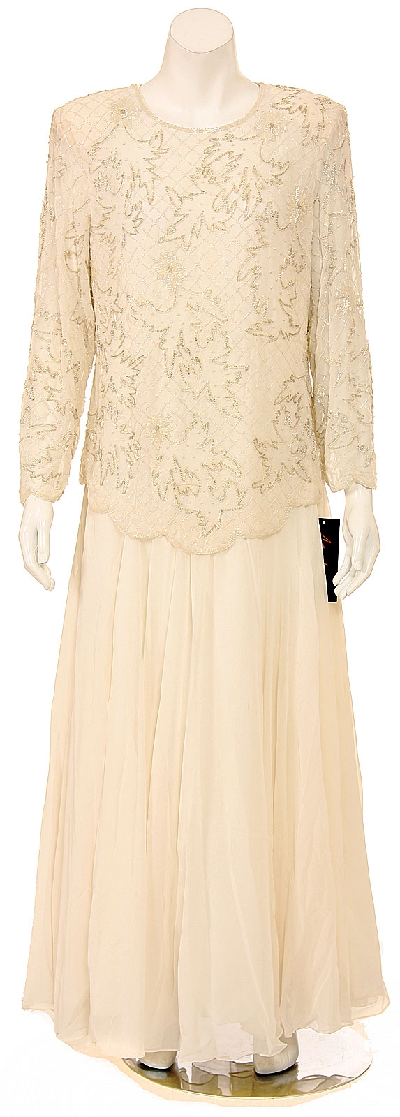Long Sleeve Full Length Sequined Gown