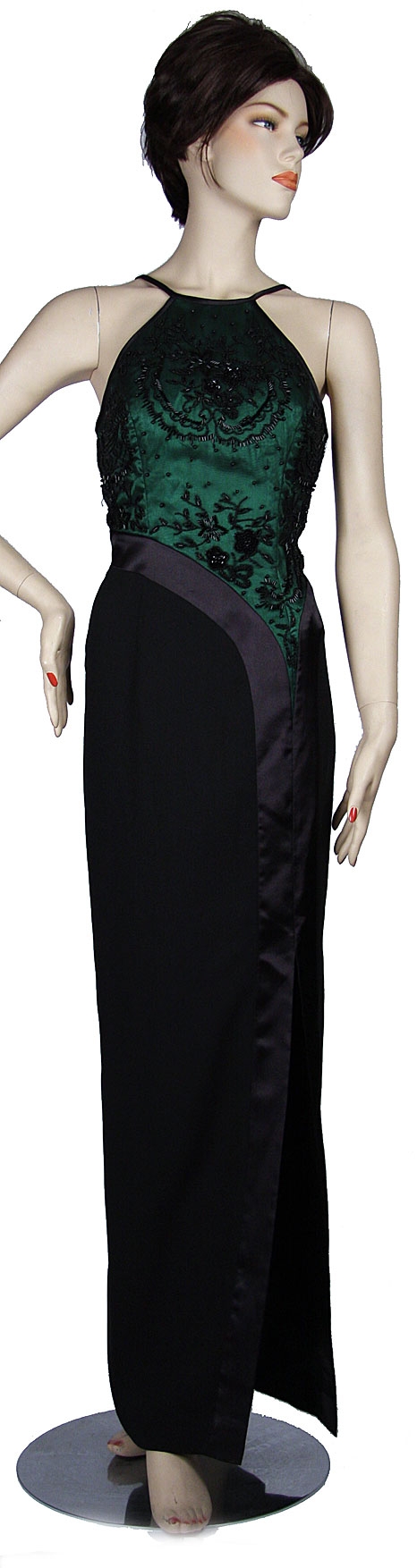 Satin Beaded Long  Formal Dress