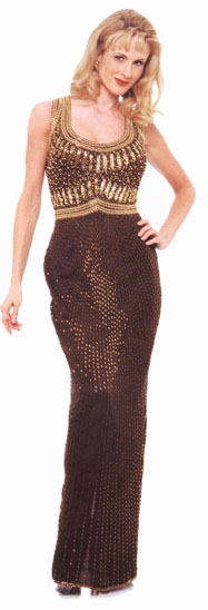 Elegant Back U-neck Beaded Formal Long Dress  — in alternative view