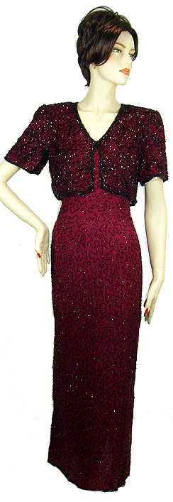 Jacket-Like Short Sleeved Beaded Formal