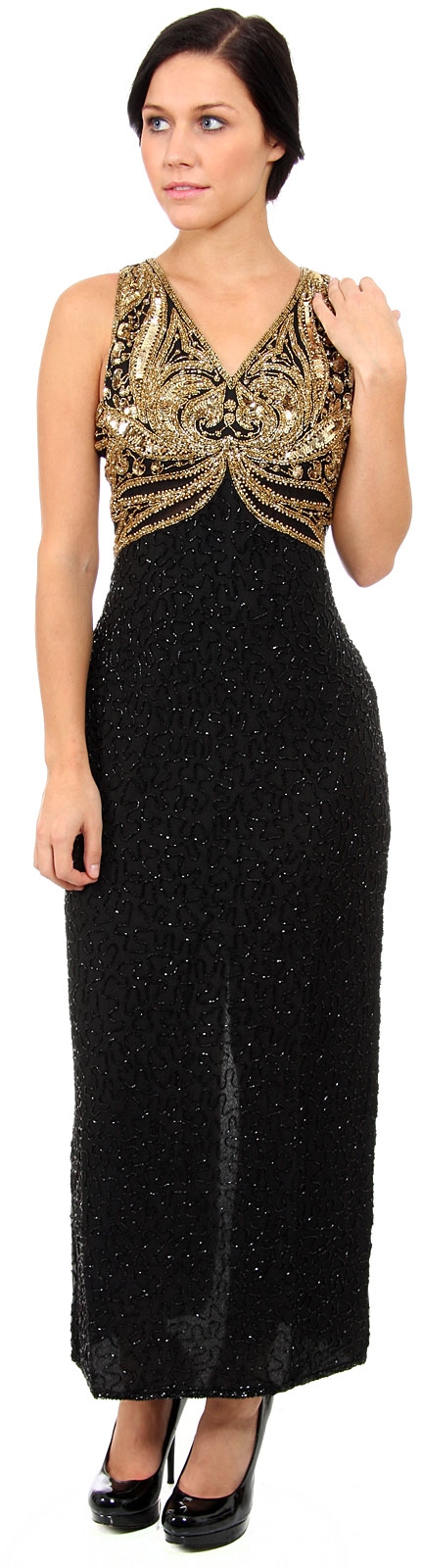 Holed Beadwork Sleeveless Formal Dress