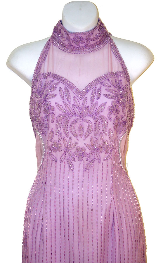 Halter Neck Sequined Formal Cocktail Dress  — in close up