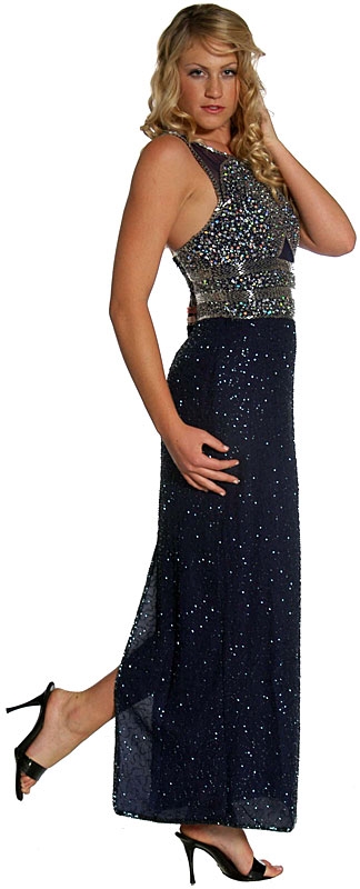 Transparent Top & Thick Back Strapped  Formal Dress