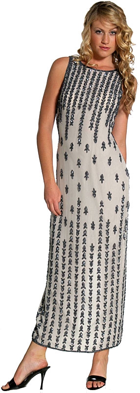 Exquisite Beaded Full Length Formal Cocktail Dress — in alternative image