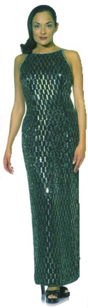 Double Back Strap Long Dress — in Black/Silver