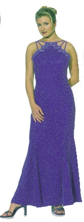 Triple Strapped Fully Beaded Flare Dress