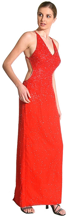 Backless  Beaded Formal Dress — in Red