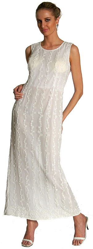 Full Length Sleeveless Beaded Formal Dress