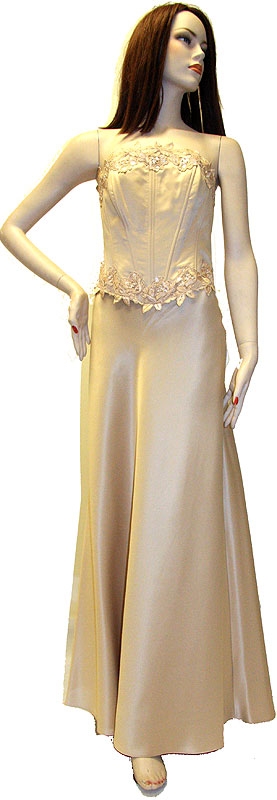 Floral Design on Criss Crossed Formal Dress 