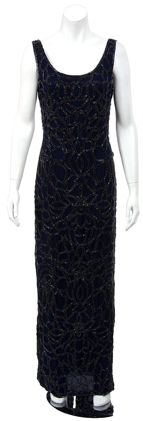 Full Length Sleeveless Beaded Formal Dress