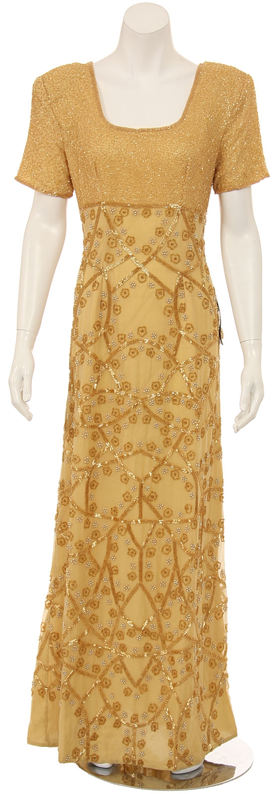 Full Length Flower Designed Evening Gown