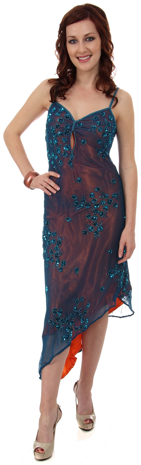 Asymmetric Beaded Formal Dress 