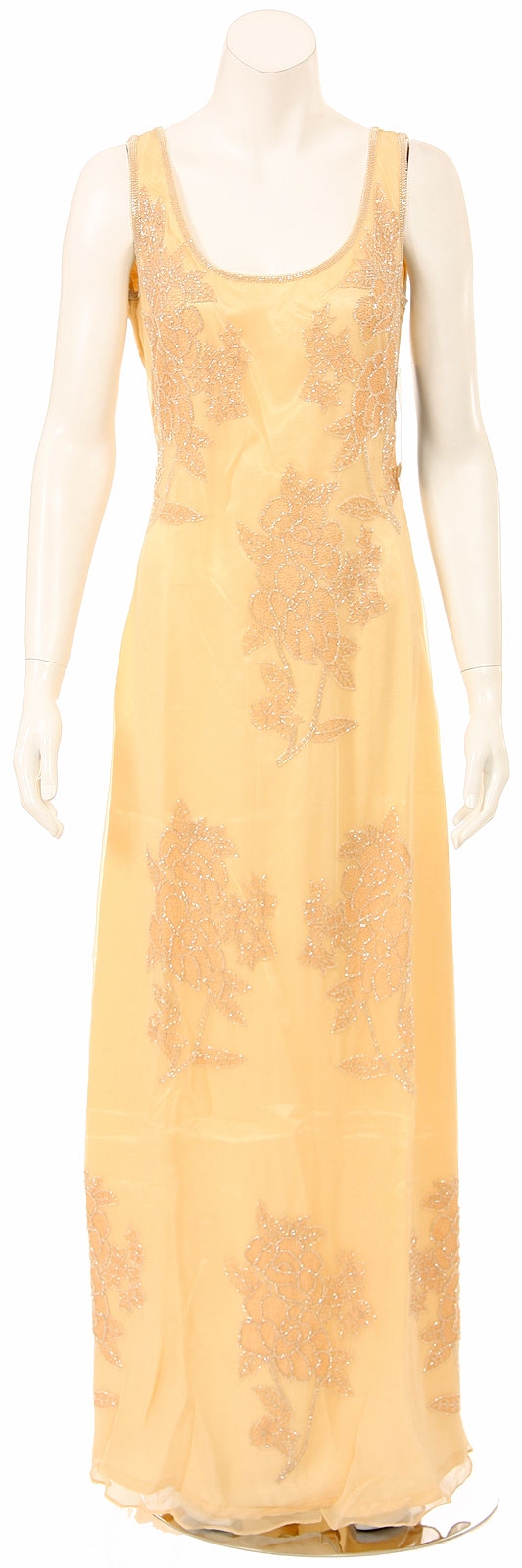 U Neck Floral Beaded Formal Dress