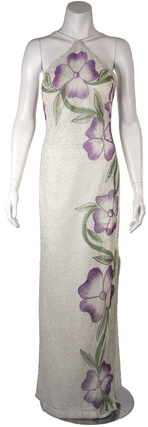 Halter Neck Formal Dress with Painted Floral pattern